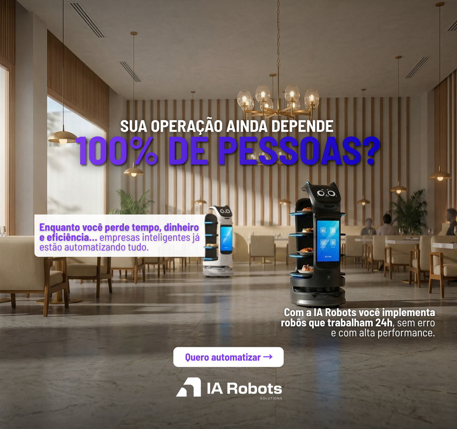 Banner de automação operacional IA Robots
