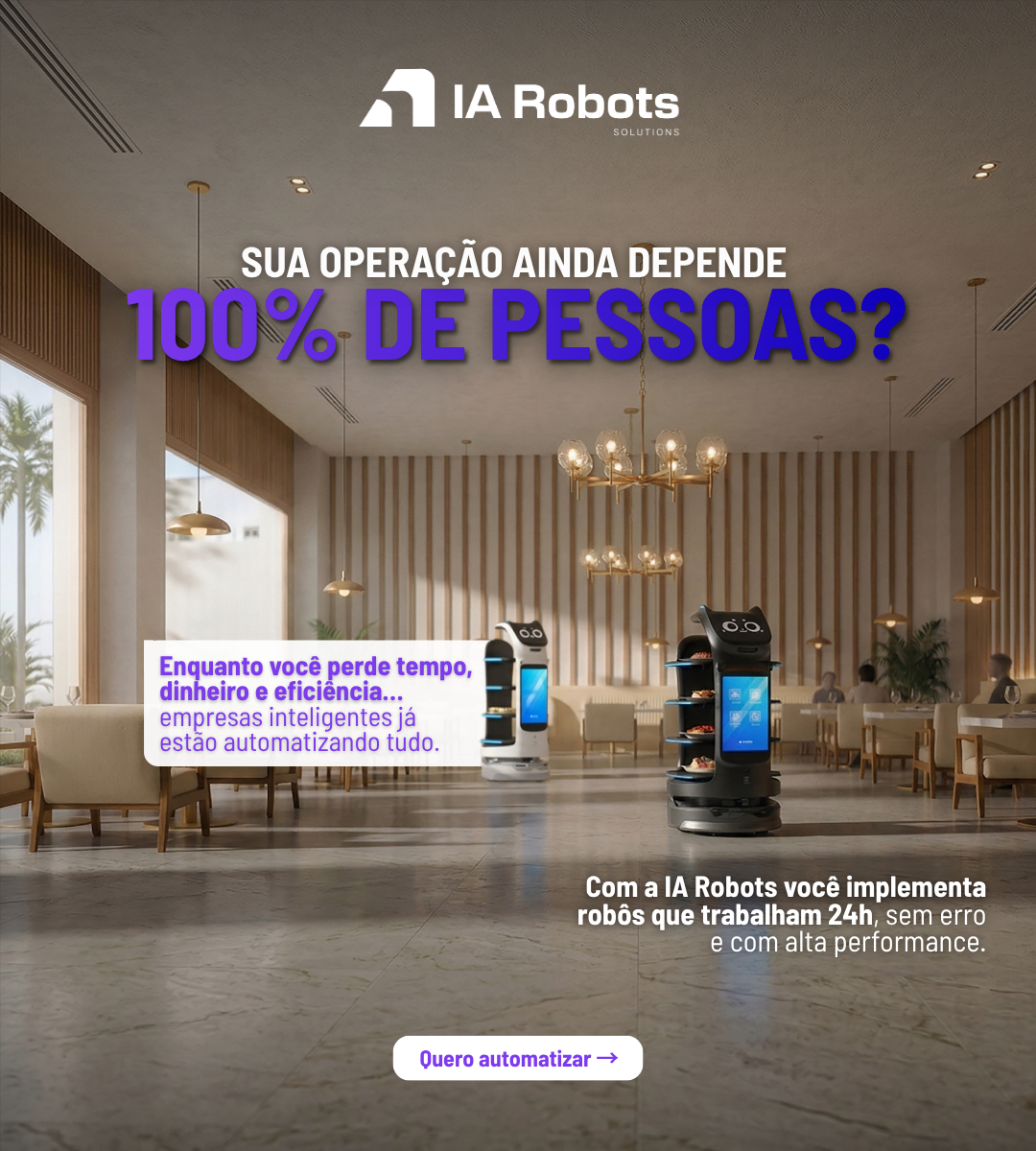 Banner de automação operacional IA Robots